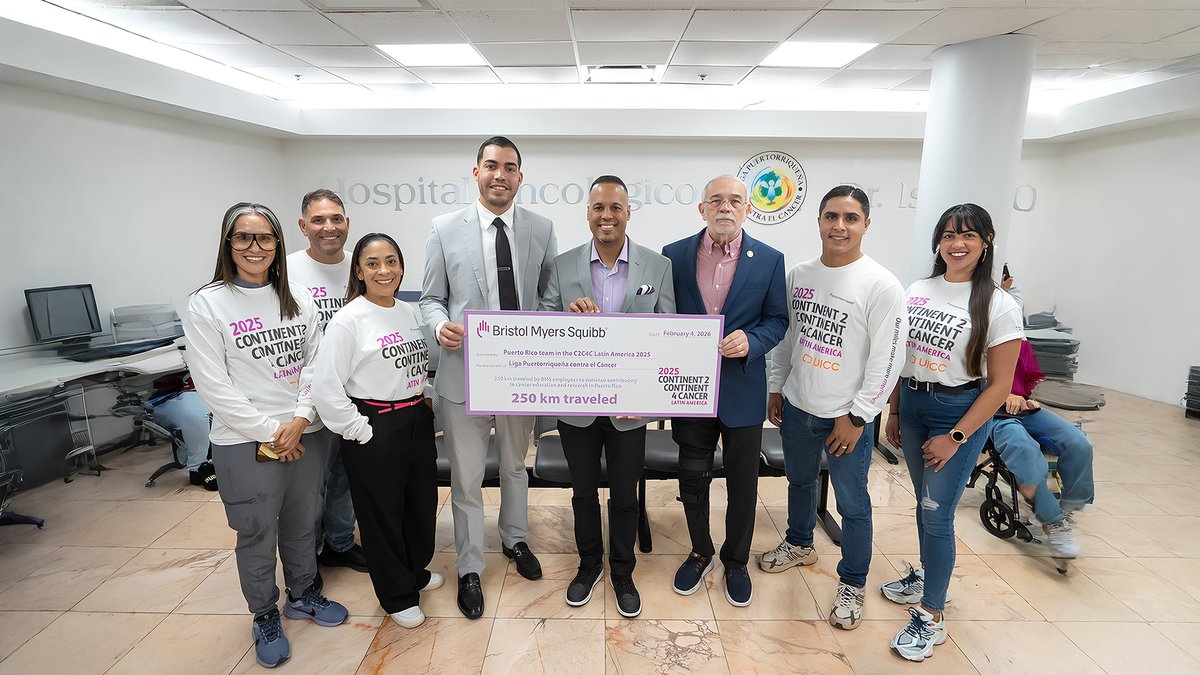 Empleados de Squibb recorren 250 kilómetros por los pacientes con #cáncer en P.R.

En el marco del #DíaMundialdelCáncer, empleados   participaron en el evento (C2C4C LATAM), recorriendo 250 kilómetros en bicicleta en Chile a beneficio de la #LigaPuertorriqueñaContraelCáncer