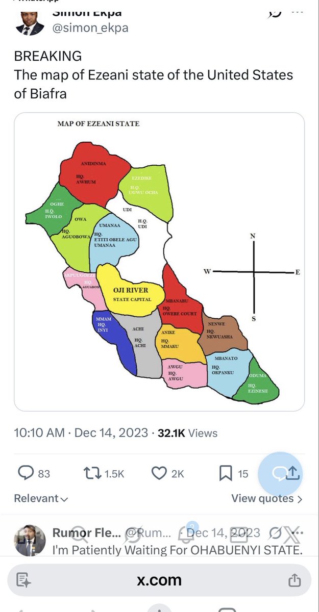 Capital of Ezeani state is Oji River

DPM