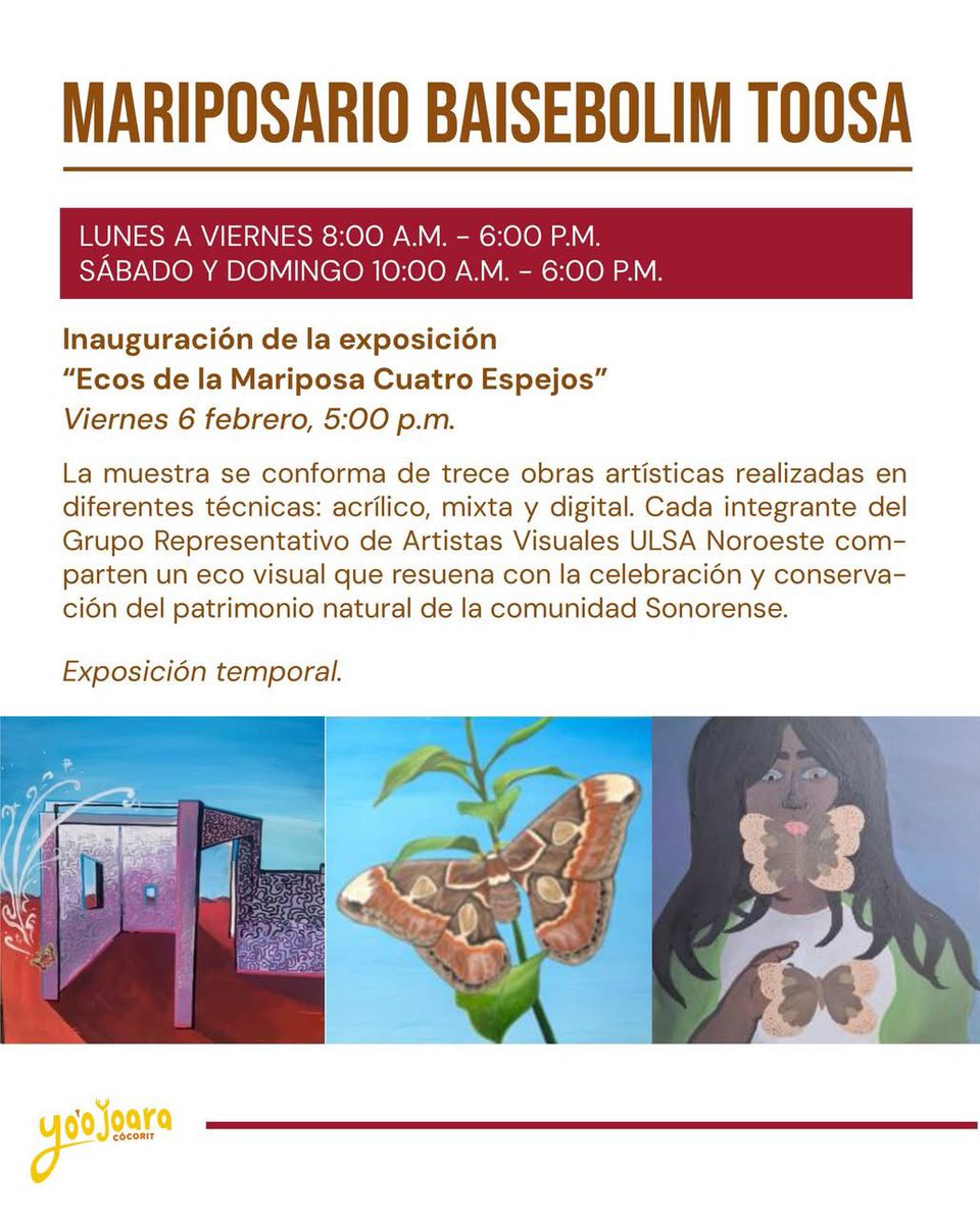 Conoce nuestra agenda cultural de febrero 🎨
Abierto de hoy hasta junio 📅
#Cócorit #Sonora