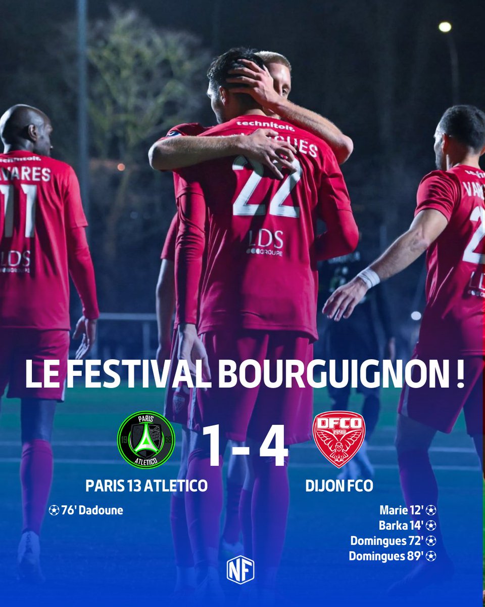 nationalfoot_'s tweet image. ❤️🖤 𝗤𝗨𝗘𝗟 𝗙𝗘𝗦𝗧𝗜𝗩𝗔𝗟 𝗗𝗜𝗝𝗢𝗡𝗡𝗔𝗜𝗦 𝗖𝗘 𝗦𝗢𝗜𝗥 𝗔̀ 𝗣𝗔𝗥𝗜𝗦 ! 🤩

Dijon s'empare 𝗘𝗡𝗙𝗜𝗡 de la première place de National grâce au faux pas de Rouen face à Valenciennes (1-2) ! 🔥

Julien Domingues est auteur d'un doublé. 🫡

📷 @DFCO_Officiel