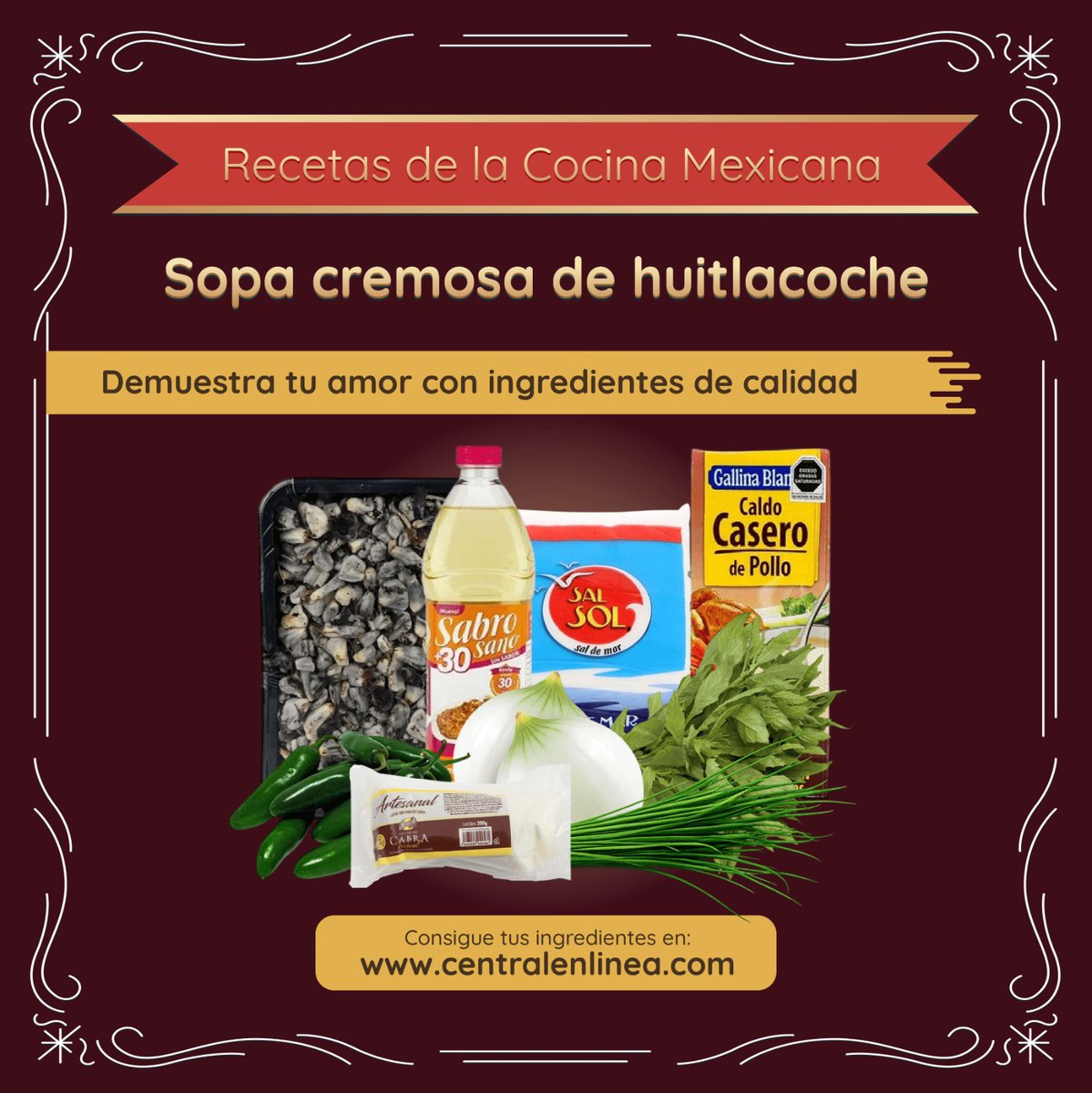 central_enlinea's tweet photo. ❤️‍🔥Hoy queremos compartir contigo una receta mexicana sofisticada para una cena romántica ❤️‍🔥

Usando nuestros ingredientes, podrás crear una crema que enamoraría a cualquiera.

¡Central en línea te lleva todo lo que necesitas para hacerla directo a casa!
https://t.co/gk4EYrsxx3 https://t.co/fG5jC9r49u