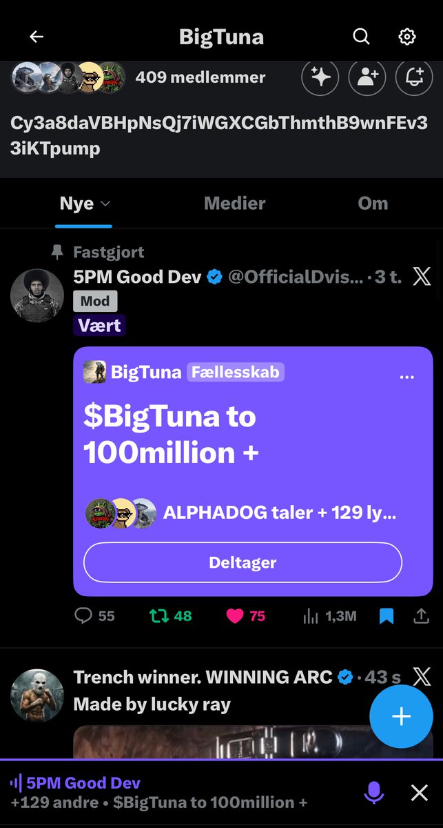OfficialDvishi's tweet image. Everyone 1.3 million views on the space!
It’s all about energy!
Keeps raiding and don’t stop shilling!
♥️💪🏼🥳
#Fyp ⬅️ got us the views #Algorithm 

$BigTuna