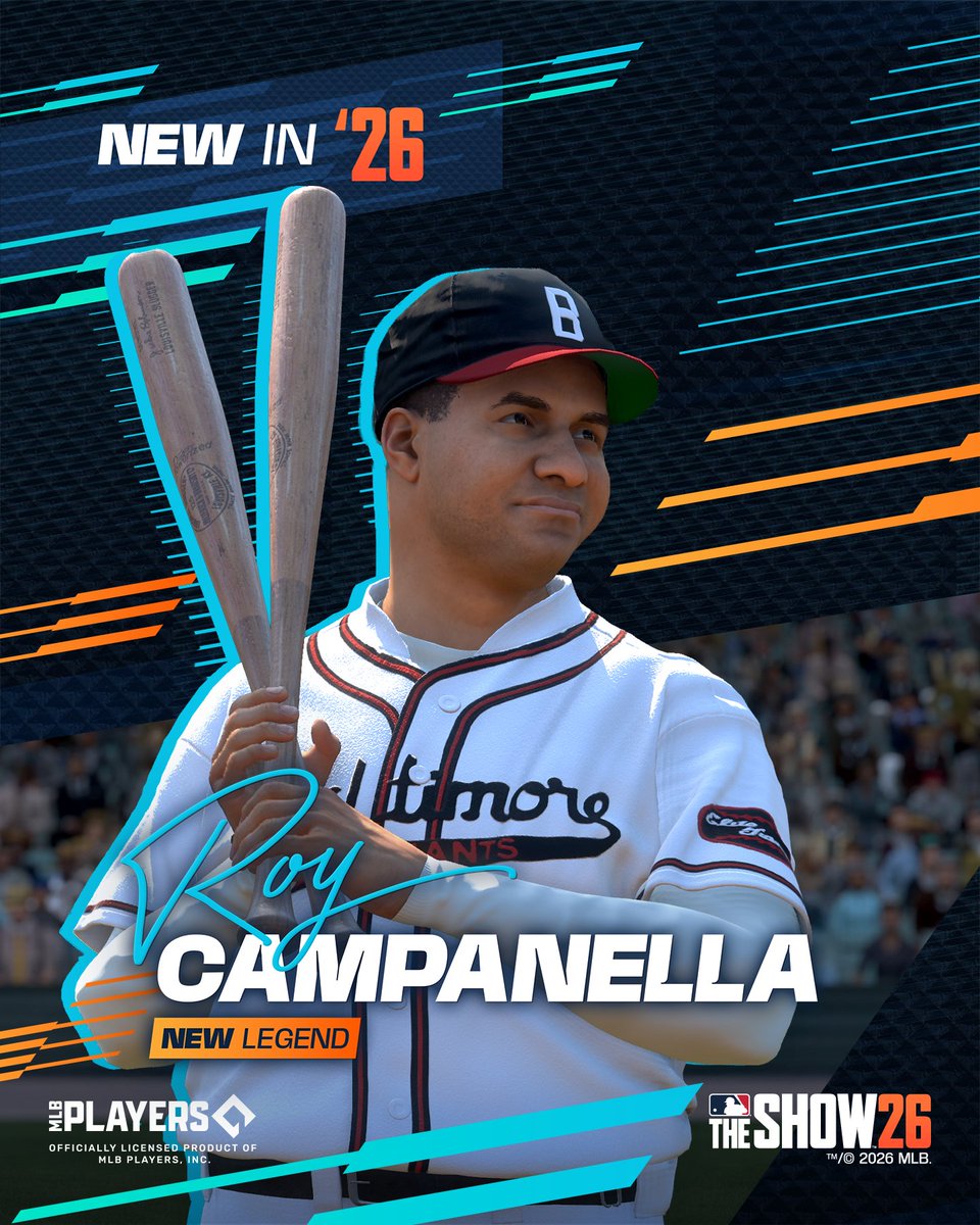 MLBTheShow's tweet image. ✅ Hall of Fame 🫡
✅ 3x MVP
✅ #WorldSeries Champion 🏆

Roy Campanella, one of the new Legends joining #MLBTheShow 26!