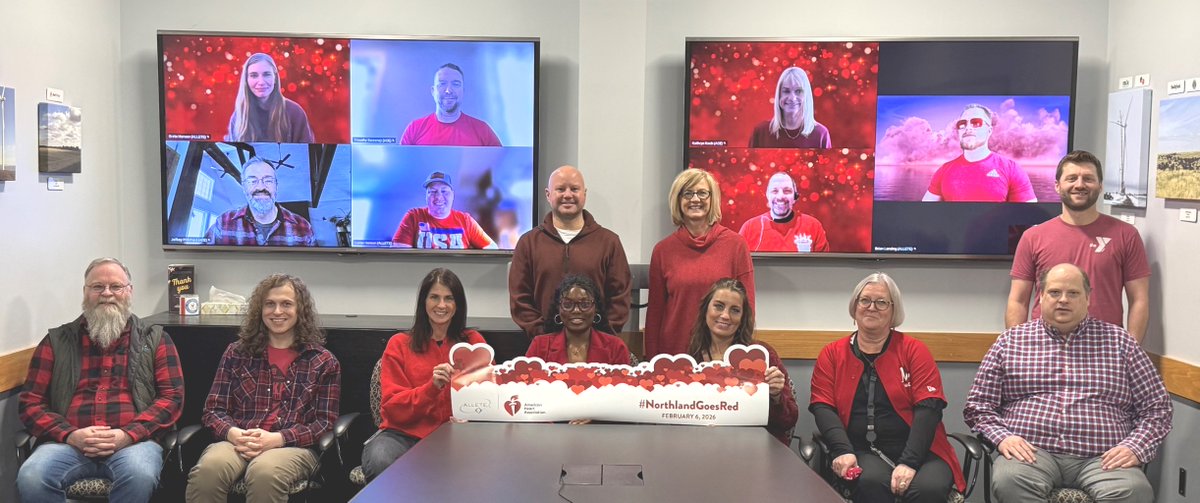 ALECleanEnergy's tweet photo. We’re seeing red and couldn’t be prouder of our employees!

Our team is happy to support heart health and the American Heart Association – Minnesota by wearing red today!  

#NorthlandGoRed  
#GoRedMN https://t.co/5aE338neSP