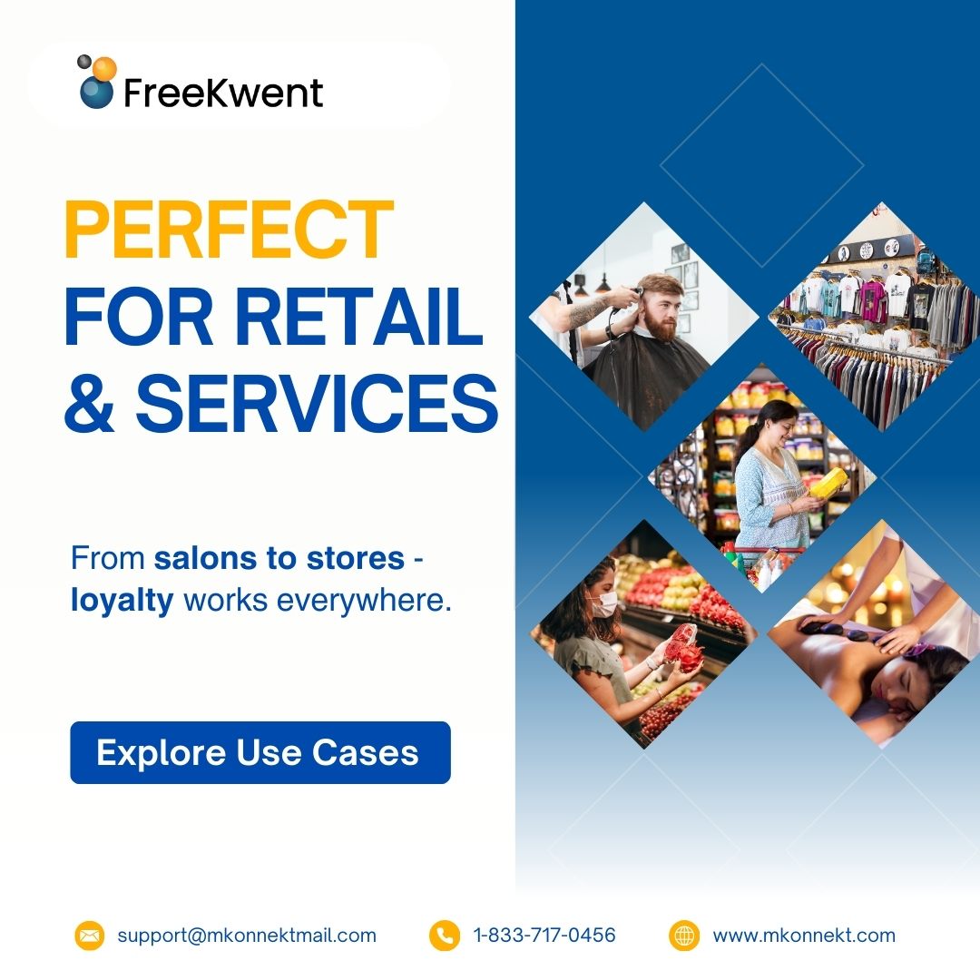 Loyalty works everywhere.From salons to retail stores, FreeKwent helps businesses turn customers into regulars.
🌐 mkonnekt.com#CustomerLoyalty #FreeKwent #BusinessGrowth