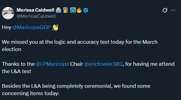Merissa is lying of course.

Logic &amp; Accuracy is not "completely ceremonial" as she claims. The point of the machines is to provide a 100% accurate count. If they don't do that, the test is run again (It's always human error.)

As far as the clocks are concerned, it's not a