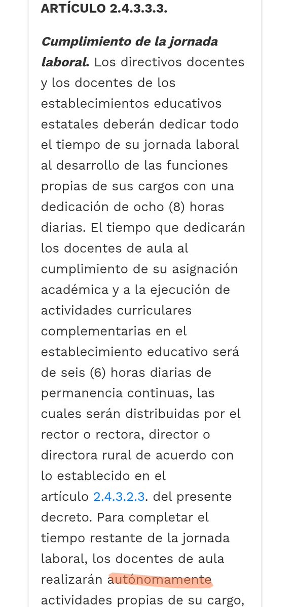 Decreto 0277/25 modifica 1850/02 y artículos del 1075/15 reglamentando manera progresiva Jornada Laboral docente que venía siendo vulnerada. Interpretaciones y conceptos jurídicos NO pueden estar por encima de la Ley, 6 horas presenciales y 2 autónomas <a href="/SecEducacionBoy/">Secretaría de Educación de Boyacá</a>
<a href="/fecode/">fecode</a>