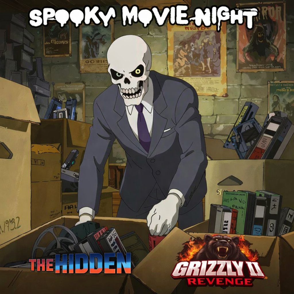 spookyposter's tweet image. It's Friday! We all made it. TONIGHT IS #SPOOKYMOVIENIGHT!

Need a break from this piss earth clown world? Join us tonight at 10pm EST for a pair of insane little films: The Hidden and Grizzly 2! It's gonna be a fun lineup, don't miss it! 

Find us at spookymovienight.com!