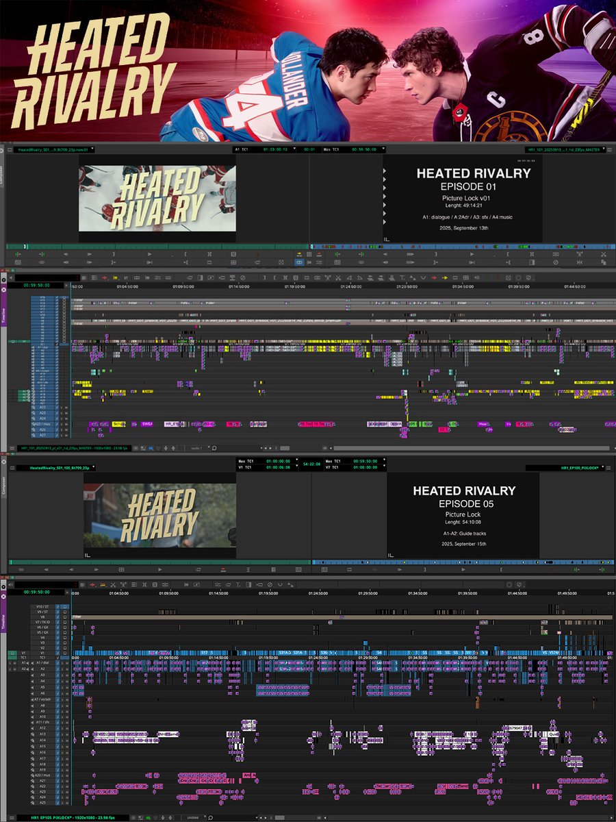 MediaComposer's tweet image. 🏒 Heated Rivalry — Timeline
📷 Arthur Tarnowski ACE, CCE, and Véronique Barbe CCE
▶️ avid.co/qxca50WF4Z2
 
#heatedrivalry #timeline #avidmediacomposer #editing #editor #postproduction #mediacomposer #avid #avidcreator