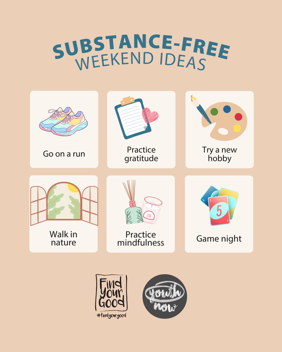 Looking for something to do this weekend without alcohol or drugs?
Here are a few free or low-cost ways to spend your time and still have fun.
Boredom can be a trigger. Planning ahead helps.
#FindYourGood.