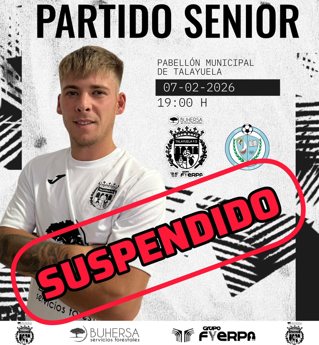 ⚠️ ÚLTIMA HORA | PARTIDO SUSPENDIDO
​Debido a las alertas meteorológicas activadas para mañana sábado, el partido frente al líder queda suspendido por motivos de seguridad. ⛈️🚫
​🗓️ Informaremos de la nueva fecha en cuanto sea posible.
¡Mucha precaución a todos! 🤍🖤