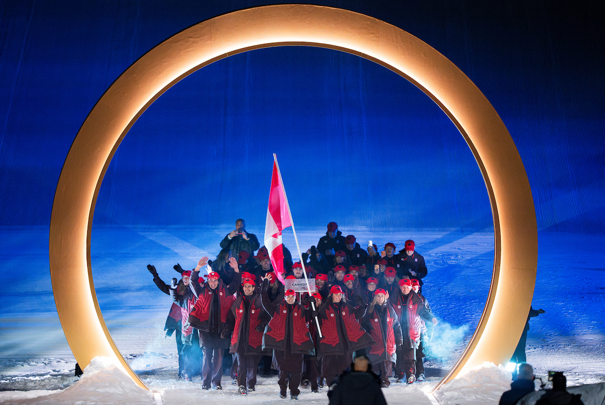 SportCanada_EN's tweet photo. Here they come! 🍁

@TeamCanada makes its grand entrance at the Milano Cortina 2026 Opening Ceremony.

Let the Games begin! ❄️🏅
📸 1: Photo by Mark Blinch/COC
📸 2-3: Photo by Leah Hennel/COC 
📸 4: Photo by Candice Ward/COC https://t.co/6WdgjZV7O1
