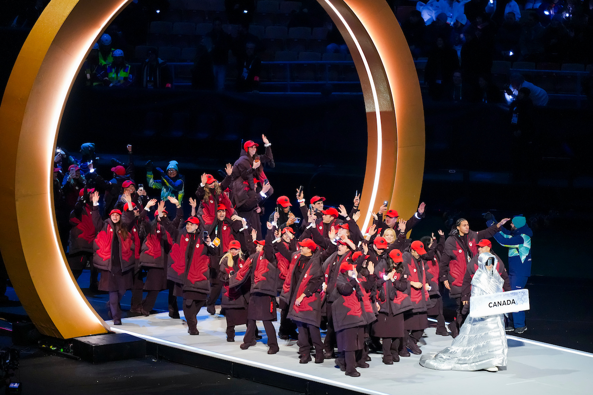 SportCanada_EN's tweet photo. Here they come! 🍁

@TeamCanada makes its grand entrance at the Milano Cortina 2026 Opening Ceremony.

Let the Games begin! ❄️🏅
📸 1: Photo by Mark Blinch/COC
📸 2-3: Photo by Leah Hennel/COC 
📸 4: Photo by Candice Ward/COC https://t.co/6WdgjZV7O1