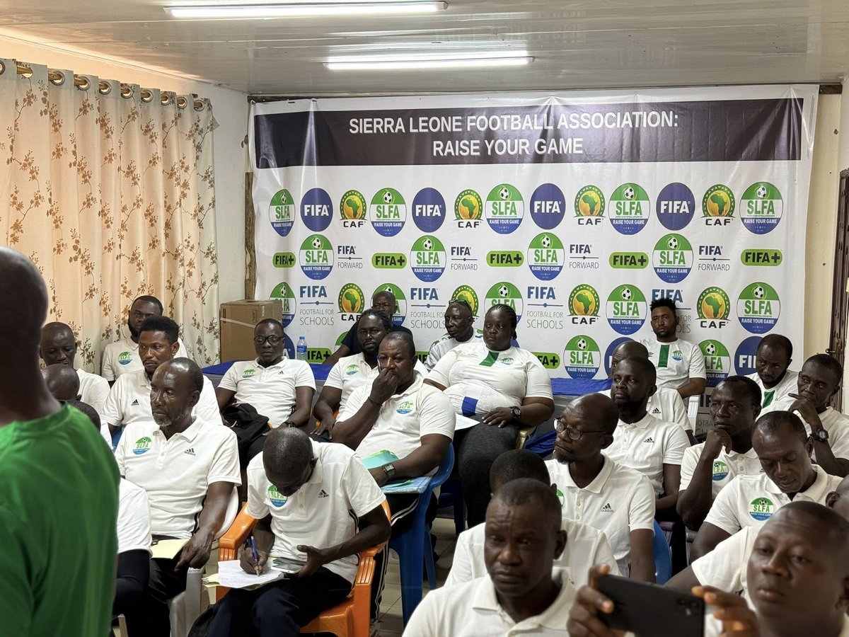 samuraesto's tweet photo. In November 2025, John Keister was appointed TD of SLFA. Since his appointment, he has been effective in transforming the narrative within the department by engaging in development programs, including  a three-day refresher training program for CAF Licence C coaches across SL . https://t.co/Y5dQLUV66x