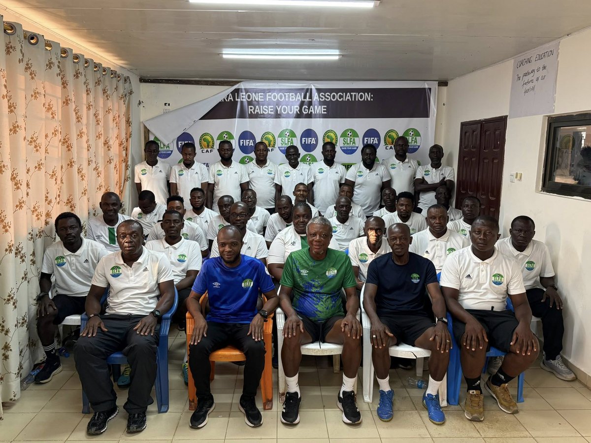 samuraesto's tweet photo. In November 2025, John Keister was appointed TD of SLFA. Since his appointment, he has been effective in transforming the narrative within the department by engaging in development programs, including  a three-day refresher training program for CAF Licence C coaches across SL . https://t.co/Y5dQLUV66x