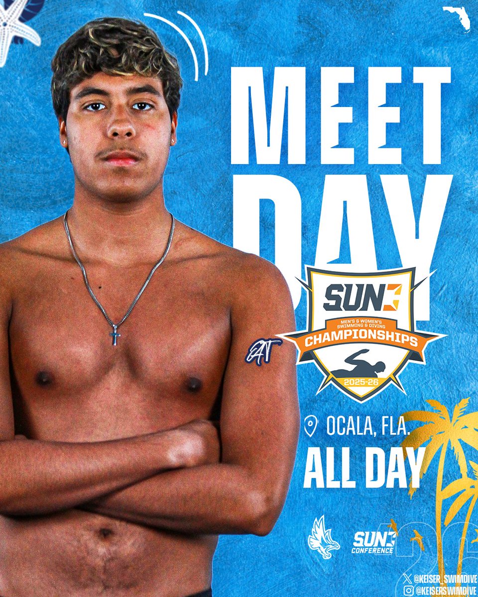 Keiser_SwimDive's tweet photo. 𝗙𝗶𝗻𝗮𝗹 𝗗𝗮𝘆 𝗮𝘁 𝘁𝗵𝗲 𝗦𝗨𝗡 𝗖𝗵𝗮𝗺𝗽𝗶𝗼𝗻𝘀𝗵𝗶𝗽𝘀!

🏆: Sun Conference Championships
🕘: Prelims 9 PM
🕔: Finals 5 PM
🏟: FAST
📊($): Meet Mobile
🎥: https://t.co/TXVM3VGLrg

#DefendTheBeach https://t.co/QW6EMRQnr0