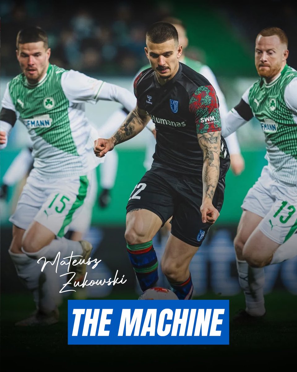 _bmg_sport's tweet photo. 💥Hattrick in 18 minutes 🎯🔥Mateusz Żukowski - The Machine 🦾

🇩🇪 2.Bundesliga
🏟️ SpVgg Greuther Fürth 4️⃣:5️⃣ 1. FC Magdeburg

⚽️15’ goal
⚽️29’ goal
⚽️33’ goal 

📸 fot. 1. FC Magdeburg

#BMGSPORT #TheMachine #2Bundesliga #Zukowski #BMG https://t.co/kXTEebnMLE