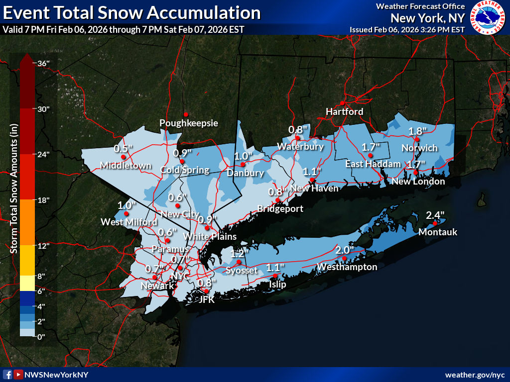 NWSNewYorkNY's tweet photo. Ushering in the wind and cold, a light snow moves through tonight into Saturday.

❄️ Total Snowfall: 0.5 to 2 inches, highest amounts eastern Long Island and southeast CT

🕘 This Evening - Saturday Morning

⚠️ Roads may be slick even if they just look wet. Use extra caution. https://t.co/7W7rMCepeV