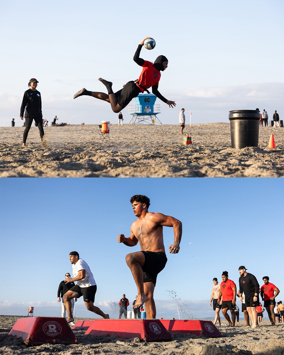 AztecFB's tweet photo. Beach front office for the day 💪🌊

#AztecFAST 🍢 x #BeTheA1pha 🐺 x #TheClimb📈 https://t.co/uzQIPu6iKa