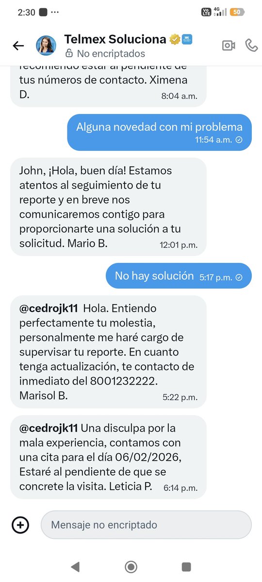 cedrojk11's tweet photo. @TELMEXSoluciona @Telmex @carlosslim @Carlos_Slim_D buenas tardes hoy si van a llegar o me van a volver hacer lo mismo que ayer , lo reagendamos una disculpa estamos trabajando @izzi_mx @Megacable @totalplaymx  espero usted tengan mejor servicio para poder contratar https://t.co/cPUyICq8vN