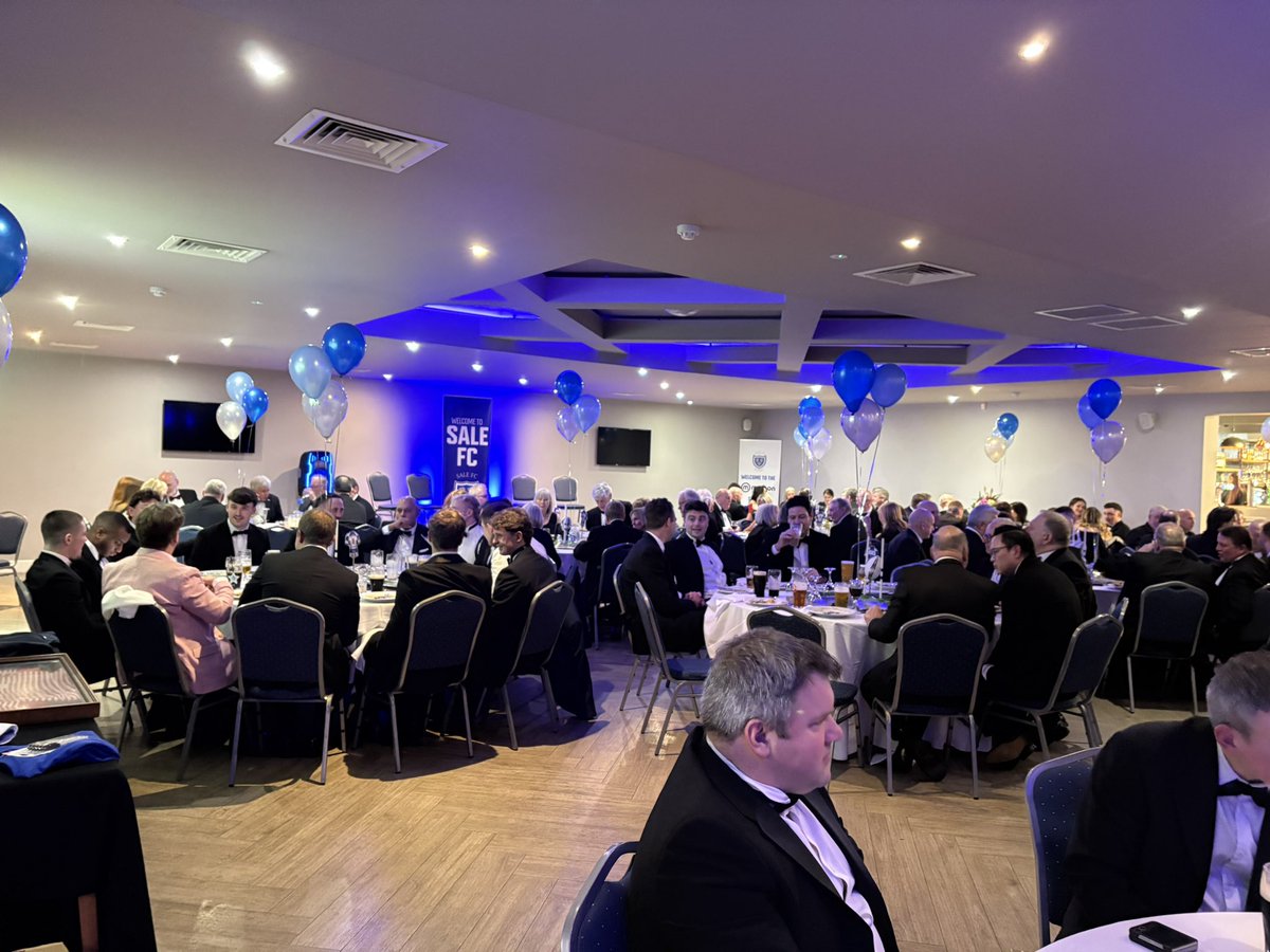 SaleFC's tweet photo. We’re in the midst of our black tie gala dinner celebrating 120 years at Heywood Road #onesalefc https://t.co/UuAQJdSSoZ