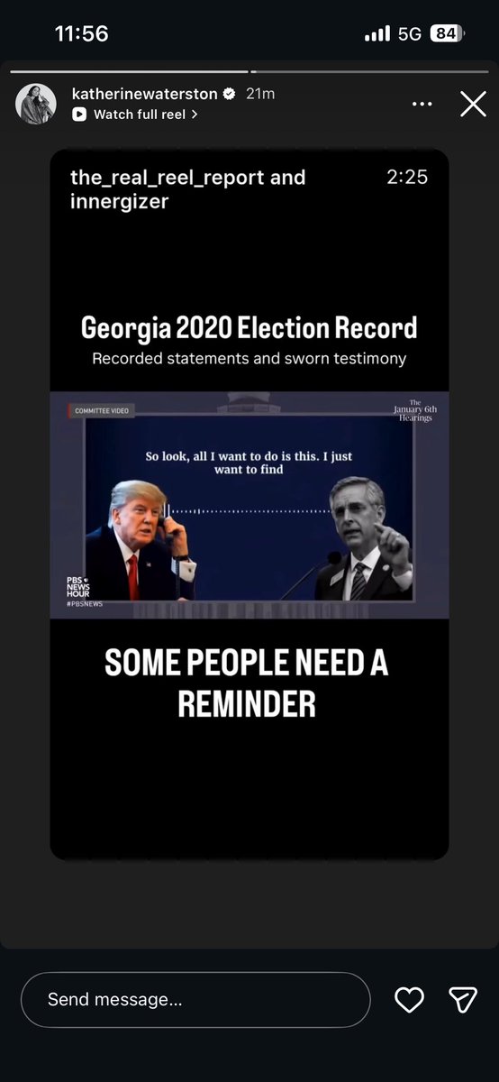 Katherine Waterston’s Instagram stories from February 6th, 2026