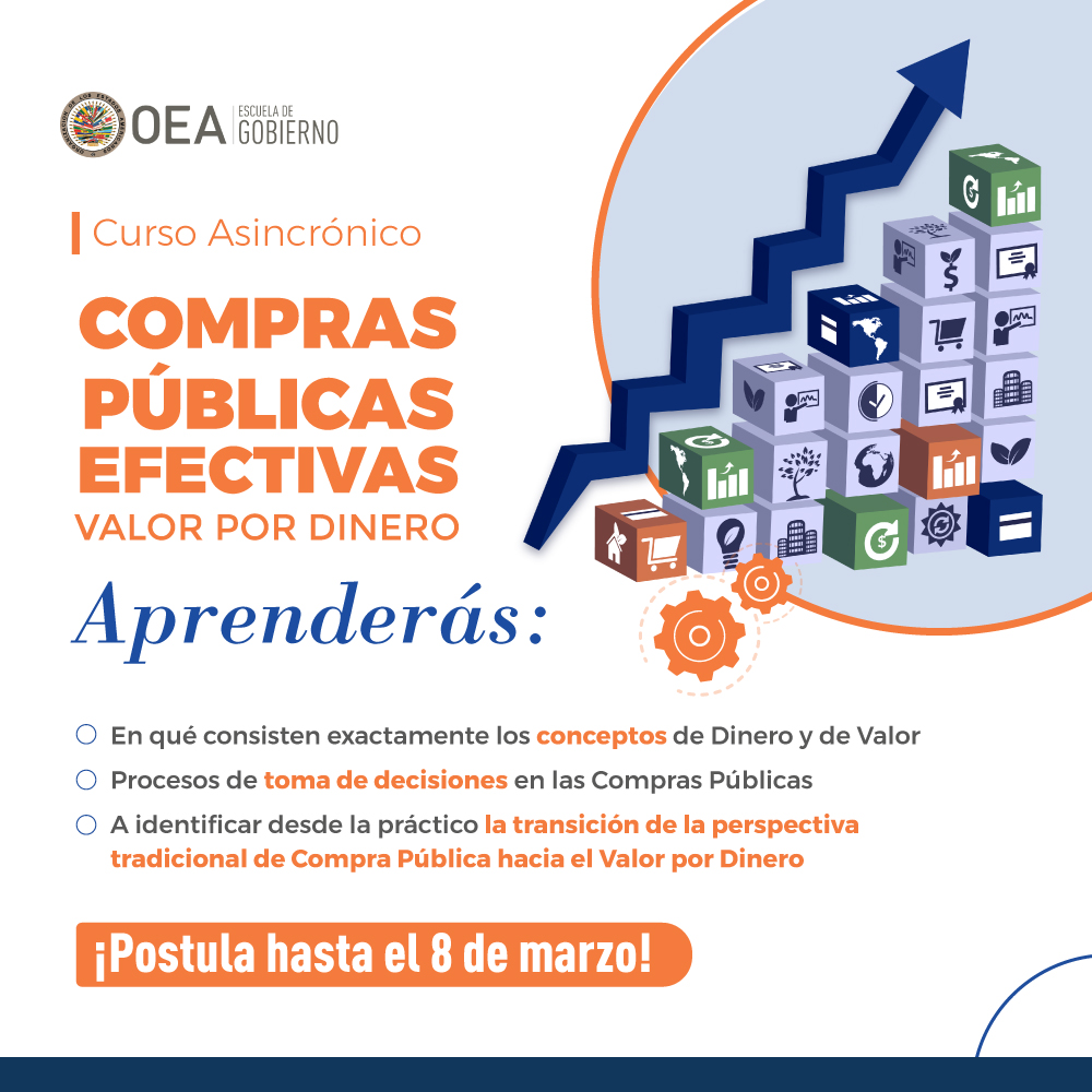 ¡Potencia tu perfil profesional con la #EscuelaOEA
En este curso asincrónico aprenderás:
✅Conceptos de Valor por Dinero
✅Toma de decisiones estratégicas
✅Nuevas perspectivas en Compra Pública
🗓️¡No te quedes fuera! Tienes hasta el 8 de marzo.
Más info:🔗oas.org/es/sap/dgpe/es…
