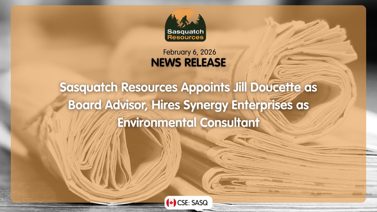 SasqResources's tweet photo. News Alert🚨
Sasquatch Resources Appoints Jill Doucette as Board Advisor, Hires Synergy Enterprises as Environmental Consultant
Read here👇
https://t.co/h0NdyL57Eh
🇨🇦CSE: $SASQ #gold #silver #copper #zinc #mining #miningwaste https://t.co/9ea3J8waq2