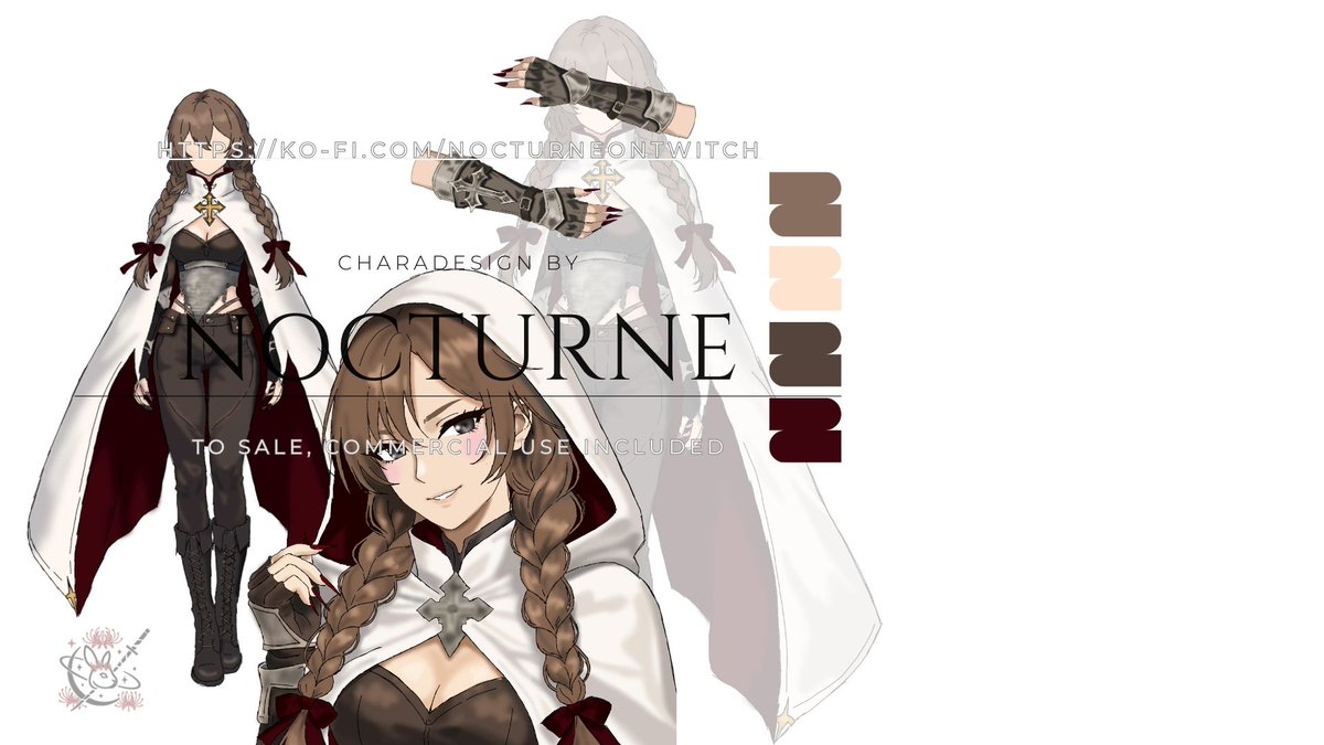 Looking for an adoptable OC design? Here's a Sister of the Templar Order. Or maybe she's not anymore. What's certain is that she fights monsters, even those without fangs.  Commercial rights included: refsheet + PFP for 60E

ko-fi.com/s/76760a5200