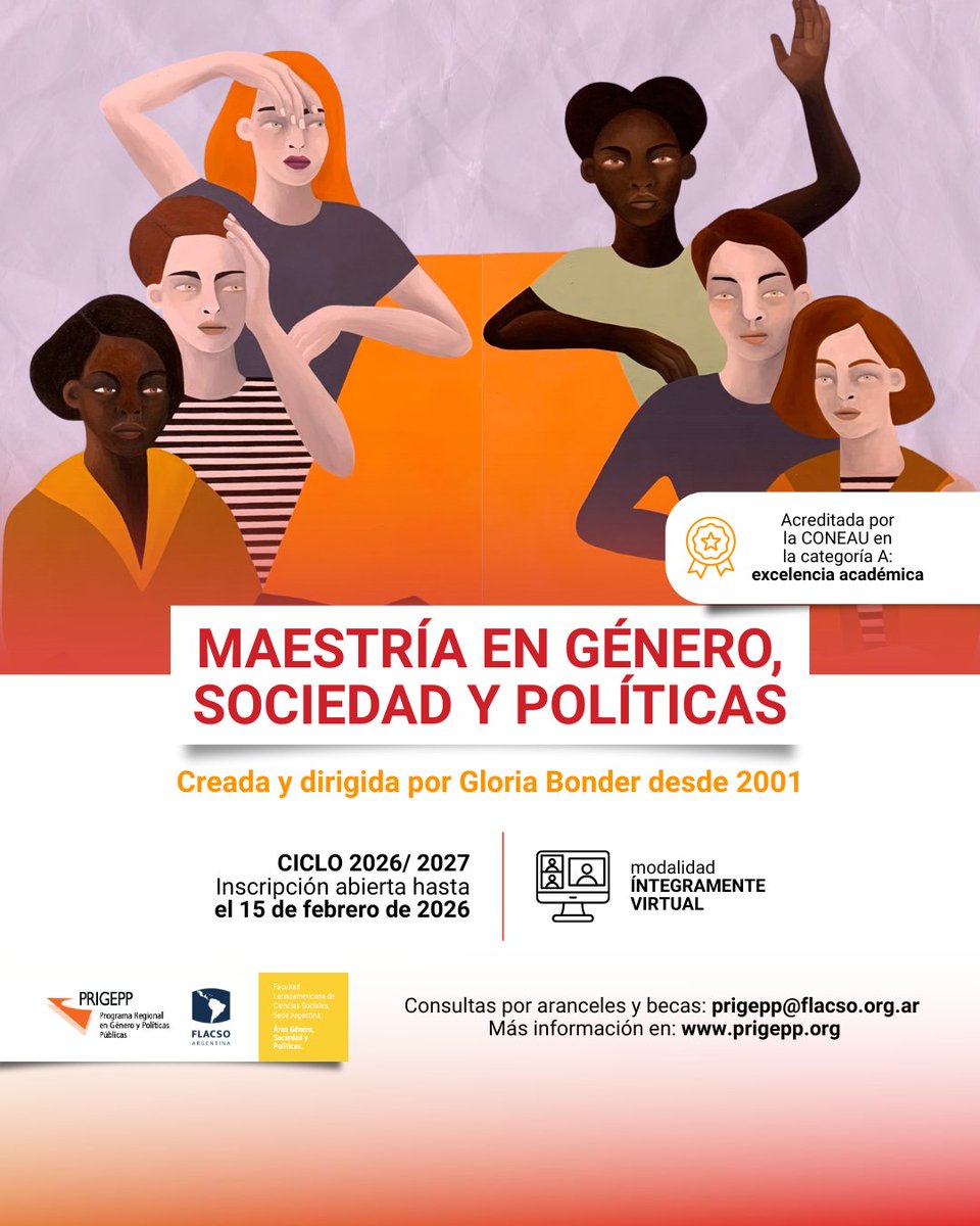 ⏳¡ÚLTIMOS DÍAS DE #INSCRIPCIÓN! 

✅Seleccionado como “Buena práctica” por la Unión Europea.
✅ Primer programa virtual de posgrado en Género y Políticas Públicas en América Latina.
✅ Maestría acreditada por la CONEAU.

👉 INSCRIPCIÓN ► prigepp.org/inscripcion.php