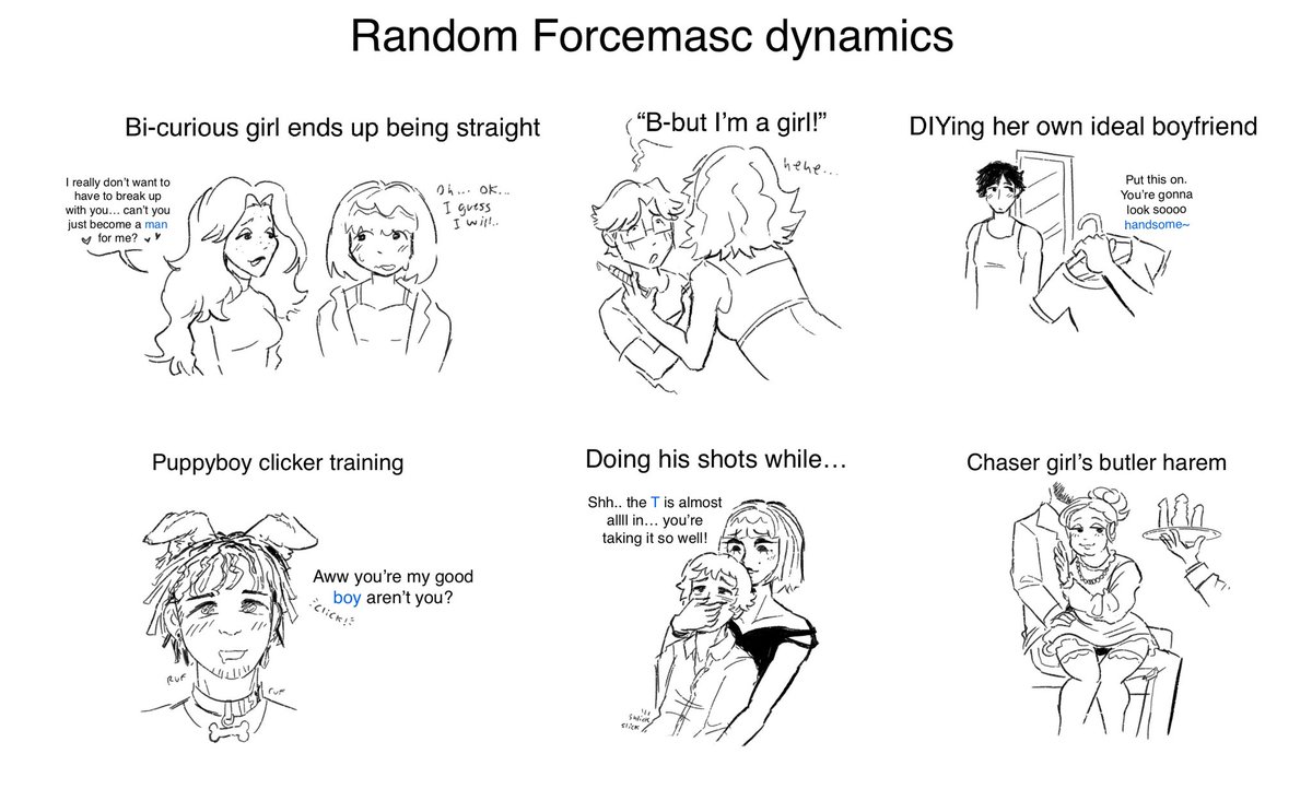 Thinking about forcemasc.. feel free to drop your own ideas in the comments! might flesh some of these ideas out more eventually