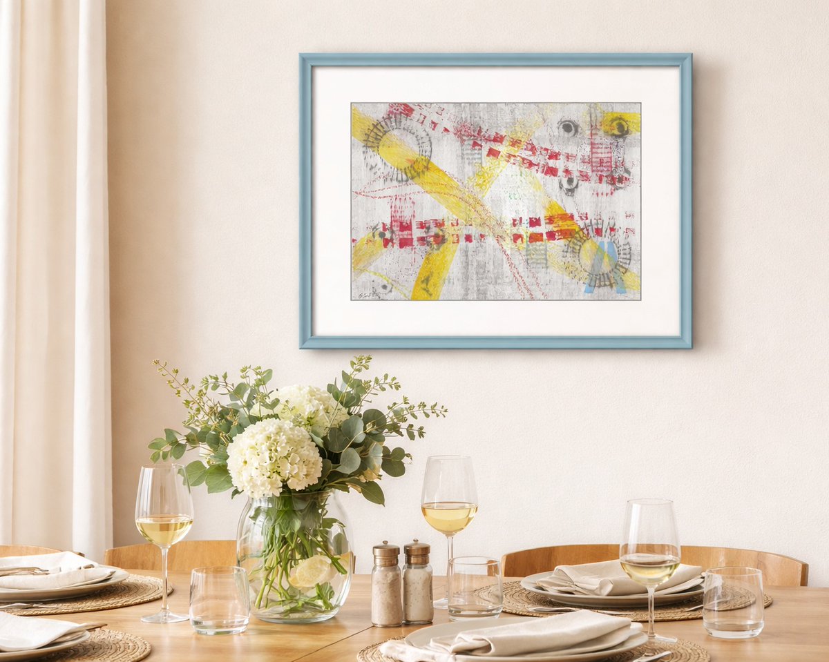 GrahamSeamanArt's tweet photo. FOUR EYES A - Abstract Block Print. Four eyes gazing outward - what do they see? A colourful mix of red, yellow, blue and black abstract block printing. A varied mix of marks made using printing inks, wax markers and acrylic paints. https://t.co/iLpAFtNs5y https://t.co/u5JWBN9OCe
