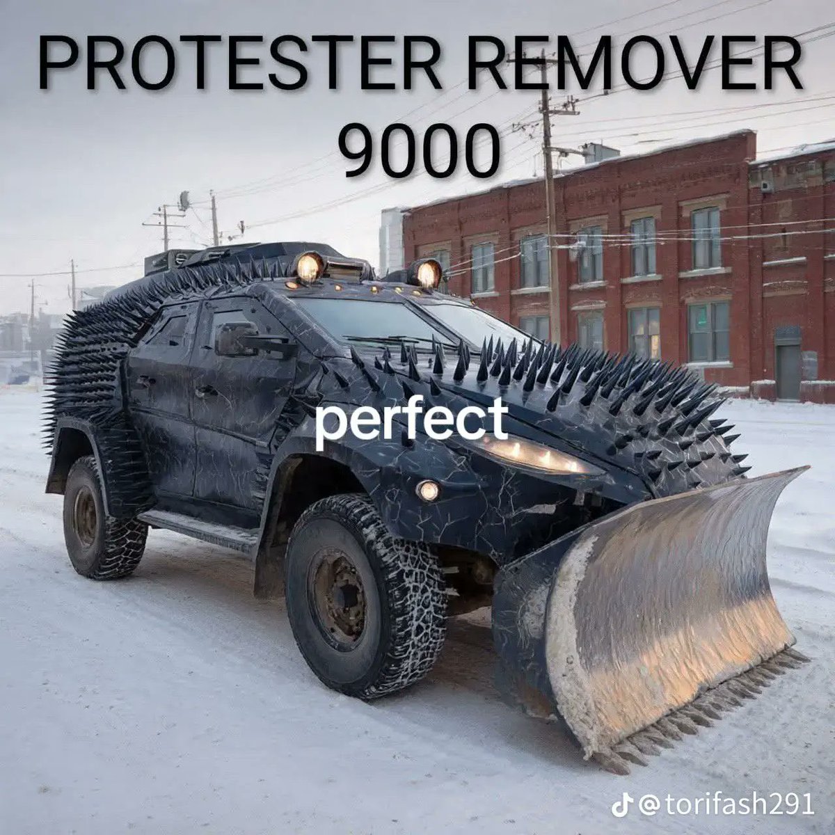 mickitiki's tweet photo. Dual purpose: Takes care of snow and protesters at the same time. 😂🤣😂 https://t.co/Z79jDuA5av