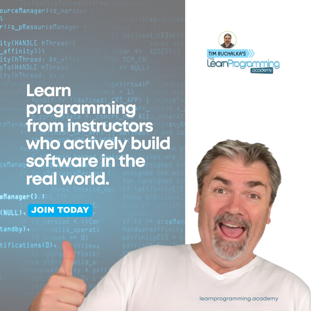 timbuchalka's tweet photo. This is structured, professional learning shaped by real industry experience.
Join the Academy and start learning from real professionals.
#programming #timbuchalka #programmingacademy #udemy #onlinecourse https://t.co/XE1svc3j98