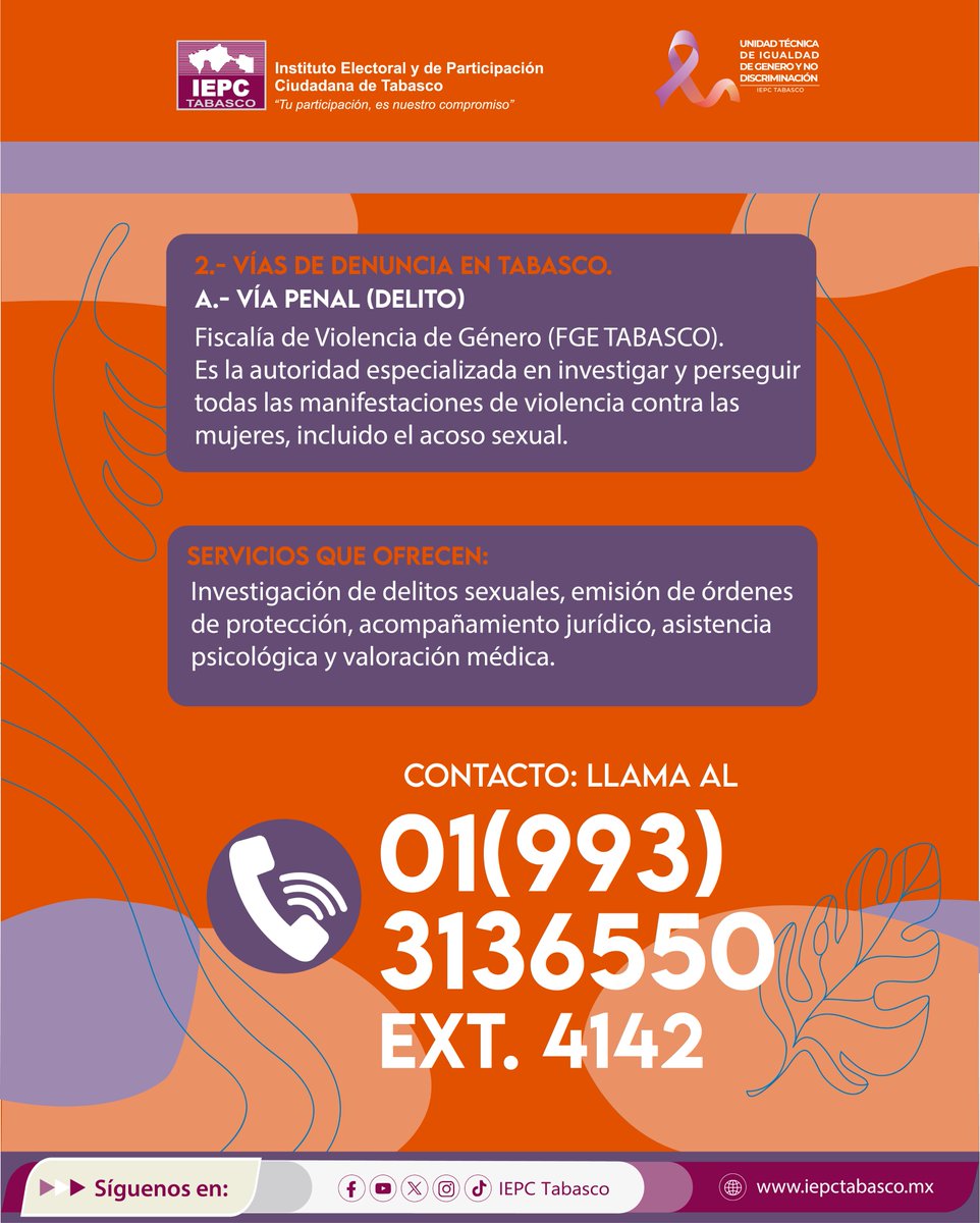 IEPCTabasco's tweet image. En caso de ser víctima de Violencia de Género #IEPCTabasco pone a disposición los siguientes números de emergencia.

"Tu participación es nuestro compromiso".
iepctabasco.mx