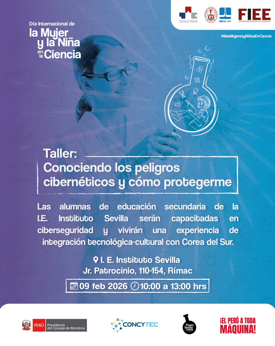 #CuartoVoluntariadoLUPIC I 🙋‍♀️🙋‍♂️🔐 En el marco del Día Internacional de la Mujer y la Niña en la Ciencia, el Proyecto LUPIC brindará hoy capacitación en ciberseguridad a las estudiantes de educación secundaria de la I.E. Instituto Sevilla.

📲 Síguenos y conoce más.