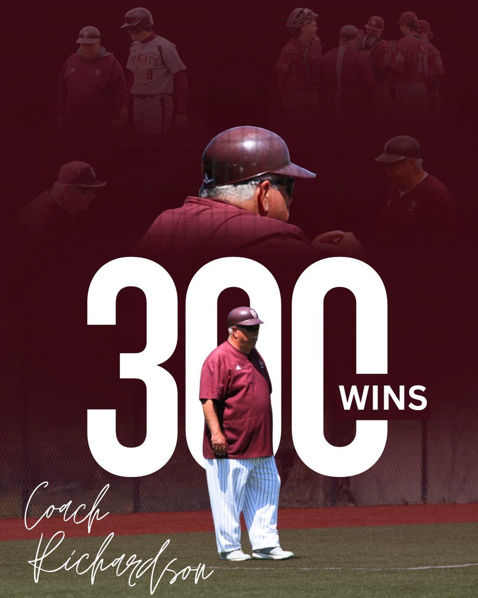 CofOBaseball's tweet photo. With the Bobcats’ win against St. Xavier, Neale Richardson earned his 300th win as Head Coach at College of the Ozarks. 

Congratulations to Coach Richardson on another incredible milestone!

@NAIABall https://t.co/rUF5KT3clS