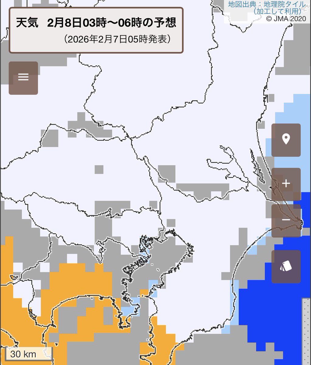 関東大雪予報です。
関東甲信では2/7昼過ぎ〜2/8夜遅くに広い範囲で雪や雨が降り、山沿いや山地を中心に、平地や伊豆諸島でも大雪となる所がある予報です。夏用タイヤでの雪道運転は本当に危険なので絶対に避けてください。最新の気象情報や交通情報を確認して、無理なく安全にお過ごしください。