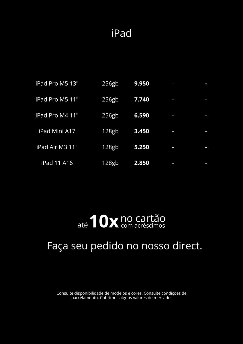 ticaracatica's tweet image. Tá precisando de iPhone, MacBook, iPad, AirPods ou Apple Watch? 

Fala comigo, me chame na DM. Cubro ofertas de sites confiáveis.