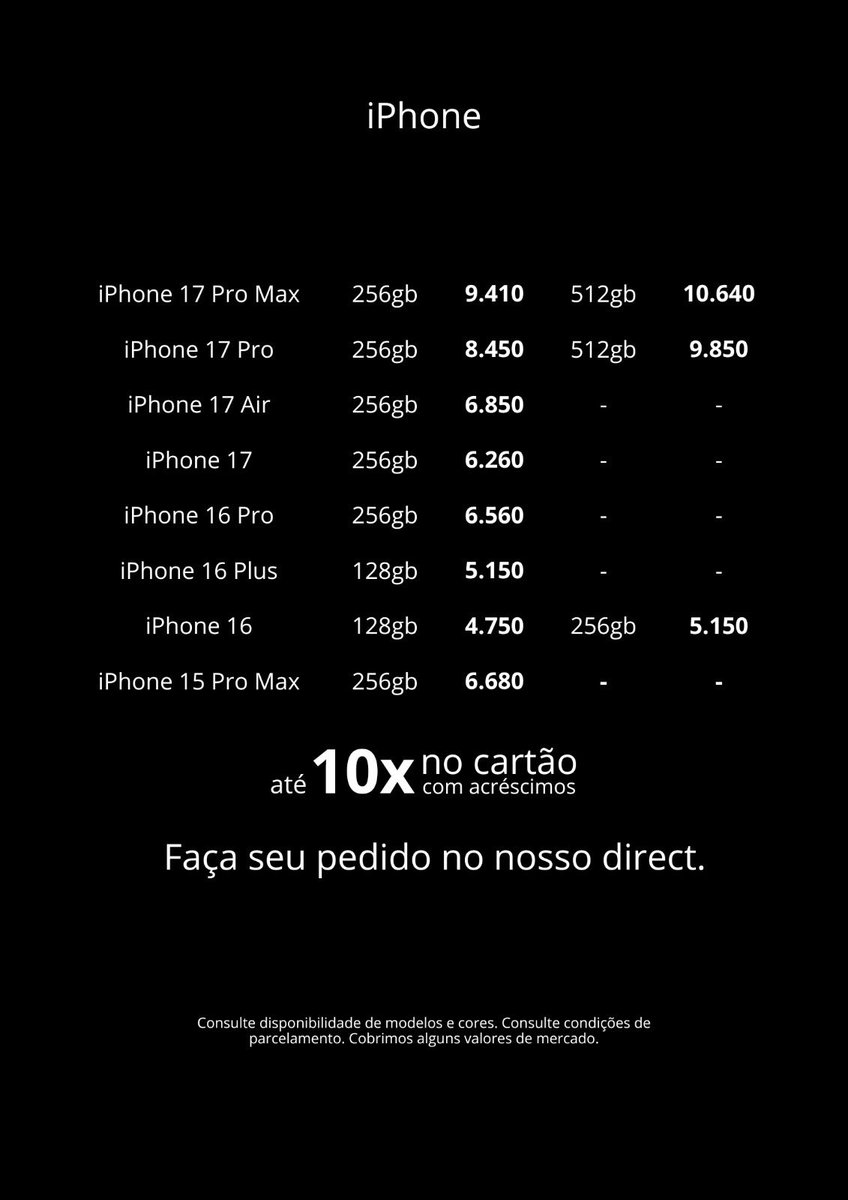 ticaracatica's tweet image. Tá precisando de iPhone, MacBook, iPad, AirPods ou Apple Watch? 

Fala comigo, me chame na DM. Cubro ofertas de sites confiáveis.