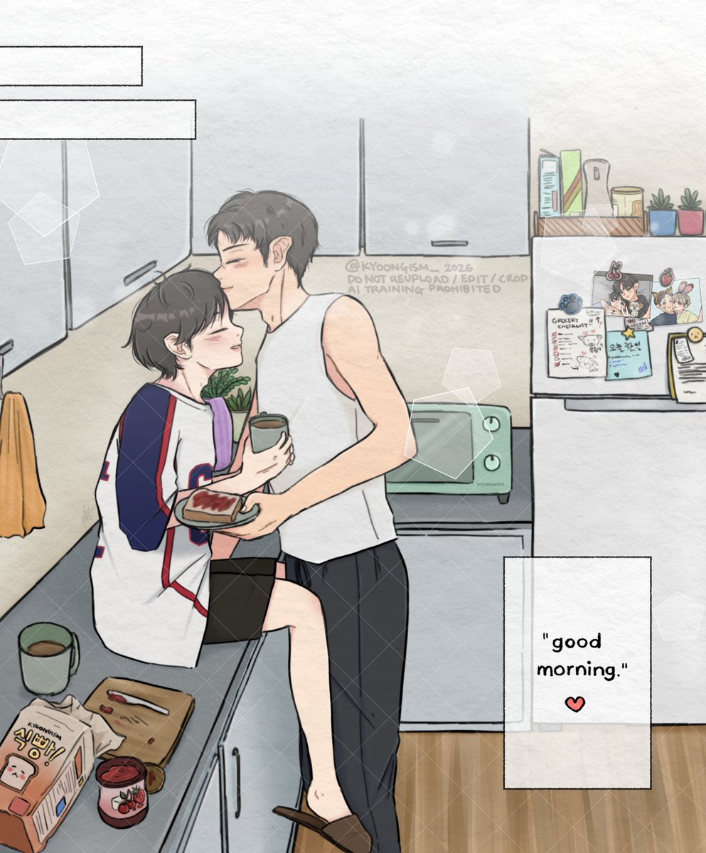 kyoongism_'s tweet image. domestic au #chanbaek 🍒🍓 ; 

a coffee and cherry-strawberry jam toast scented morning ☀️☕️