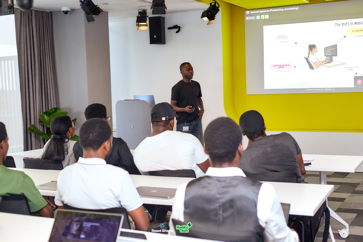 AgbenyoOfficial's tweet photo. Another opportunity to share @expo and AI-driven development with the @ReactGhana community at their first meetup of 2026 🙌 big thanks to @ephraimduncan and @kwekutech https://t.co/fJWg0wcOa3