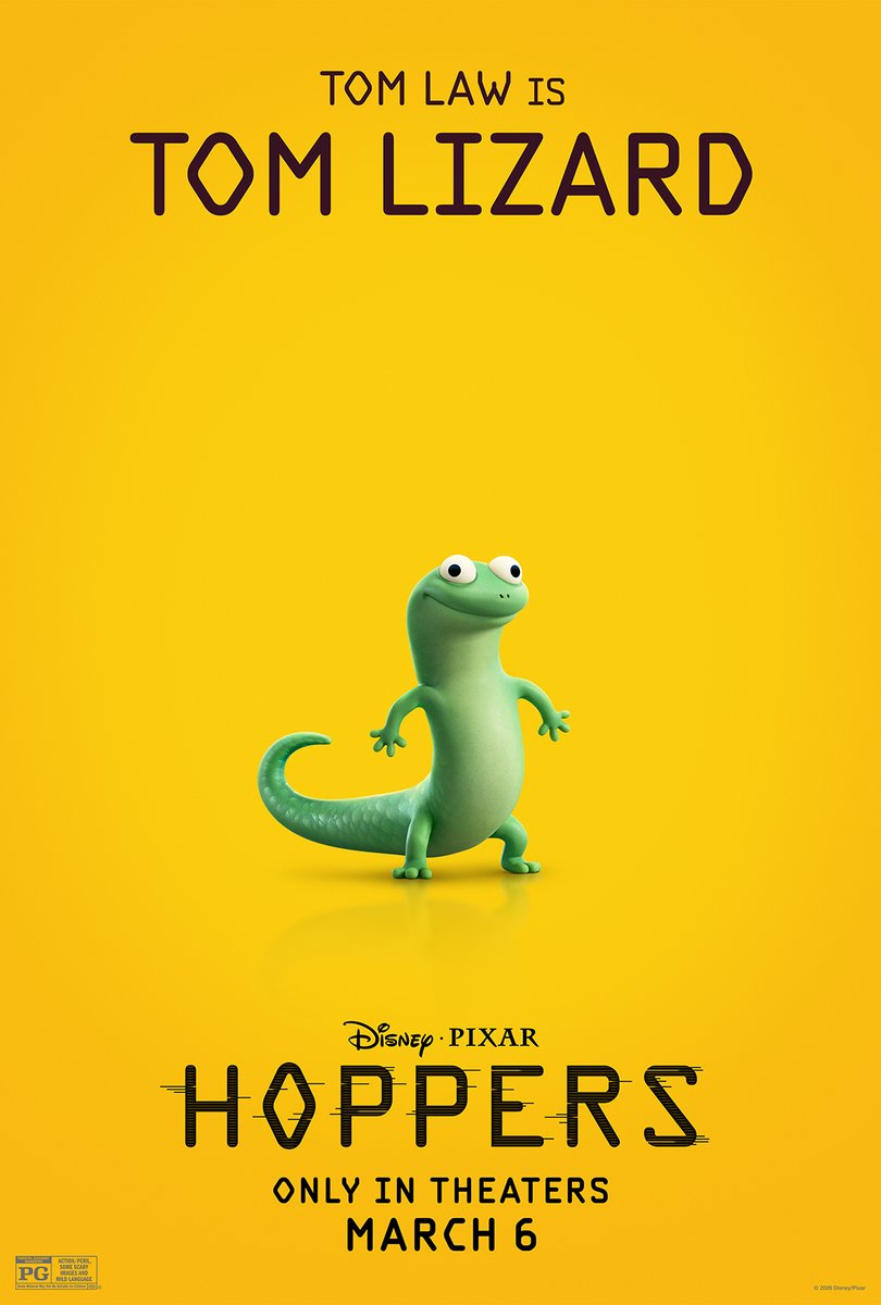 Pixar's tweet image. 🦎🦎🦎🦎

#Hoppers arrives in theaters March 6!