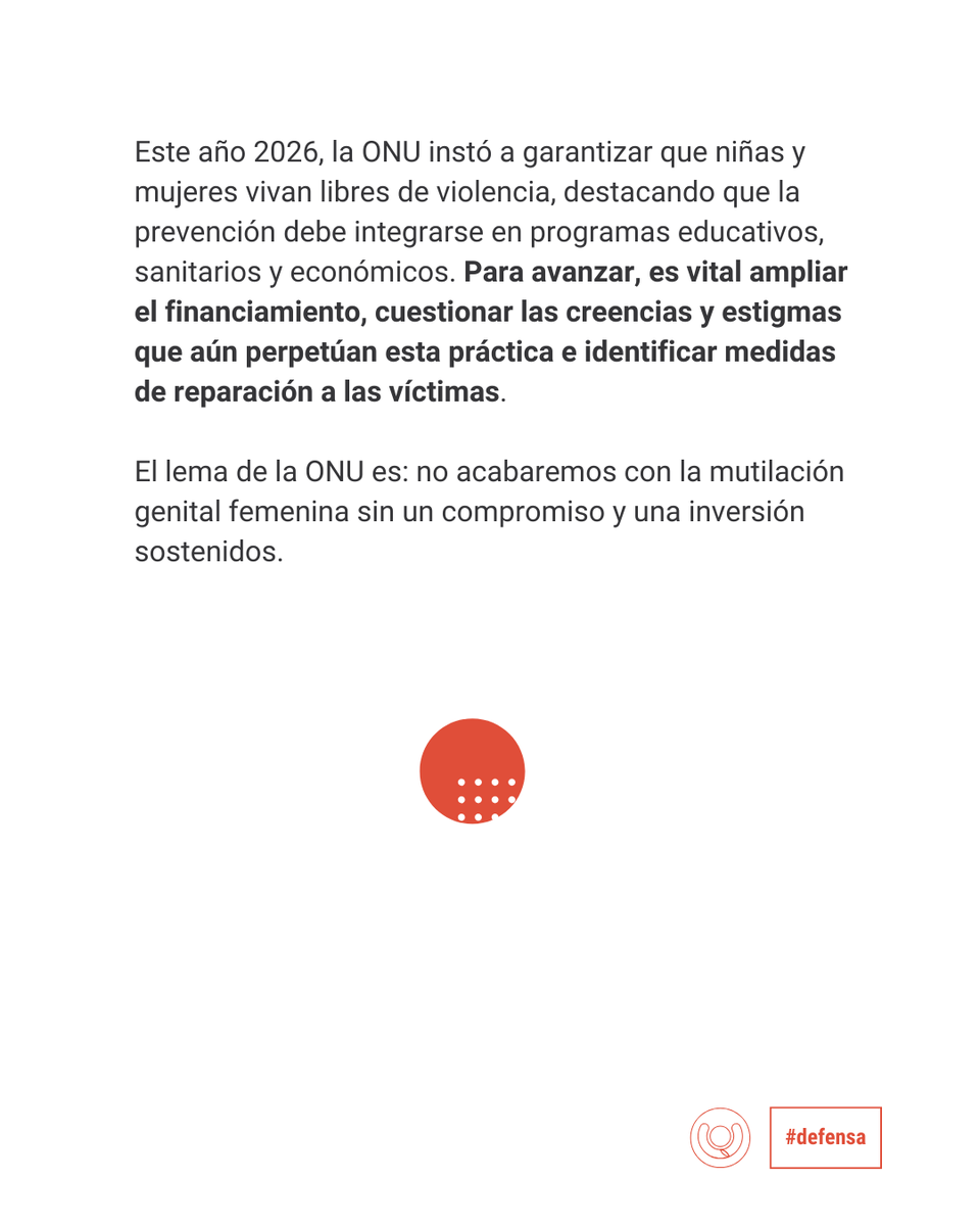 ddhh_scjn's tweet image. ⚠️ ¿Sabías? Desde 2012, cada 6 de febrero se conmemora el Día Internacional de Tolerancia Cero contra la Mutilación Genital Femenina (MGF) para erradicar esta práctica que vulnera múltiples derechos de mujeres y niñas.

#MutilaciónGenitalFemenina #EndFGM #DGDHJP