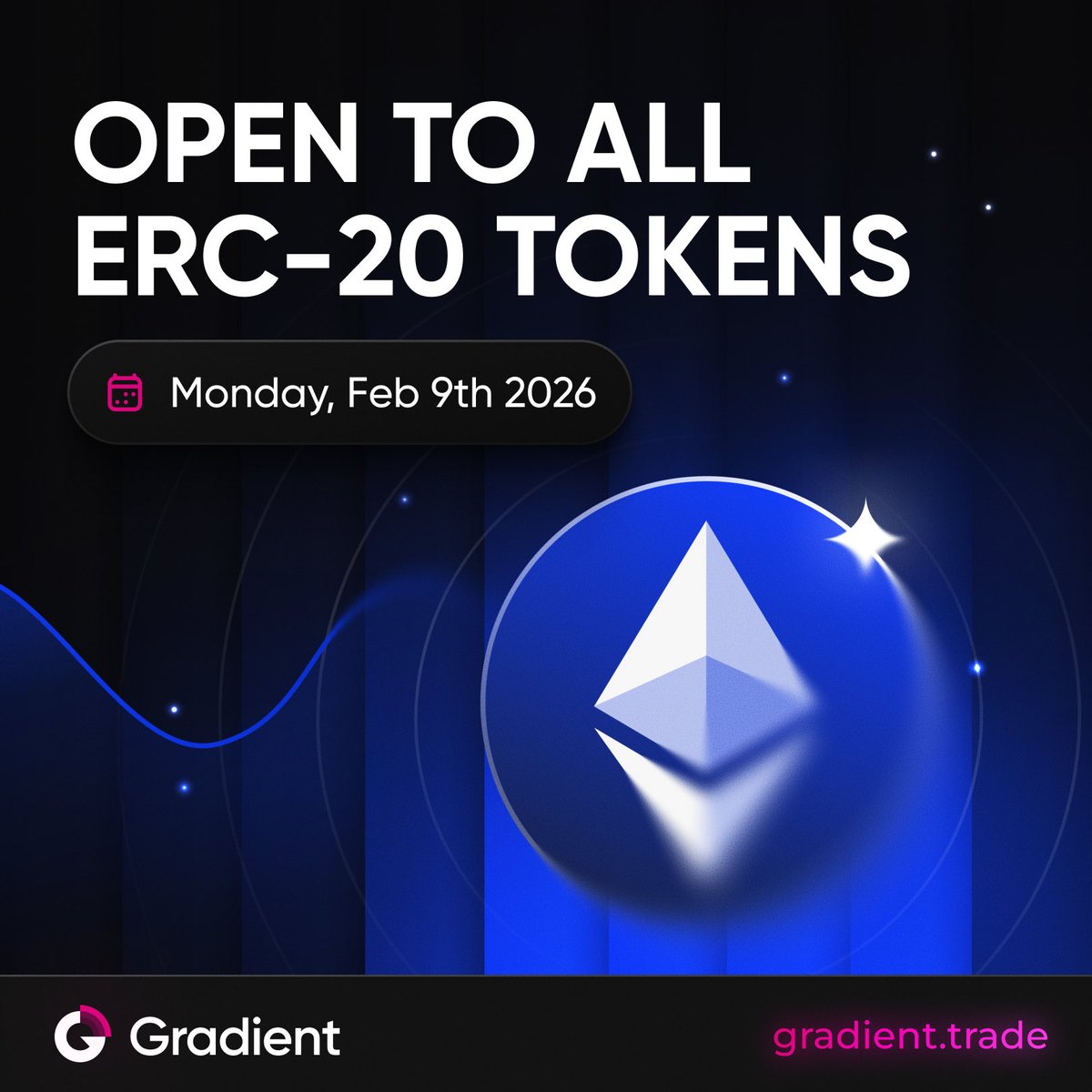 The Gradient is opening it’s doors to all ERC-20 tokens trading on <a href="/Uniswap/">Uniswap Labs 🦄</a> v2 &amp; v3 this Monday! 

Mark your calendars, price impact free trading is coming to a coin near you.