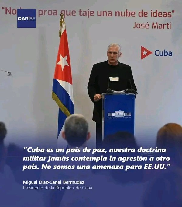 "Cuba es un país de paz(...). No somos una amenaza para los Estados Unidos". #CubaNoEstáSola , #ArtemisaJuntosSomosMás.