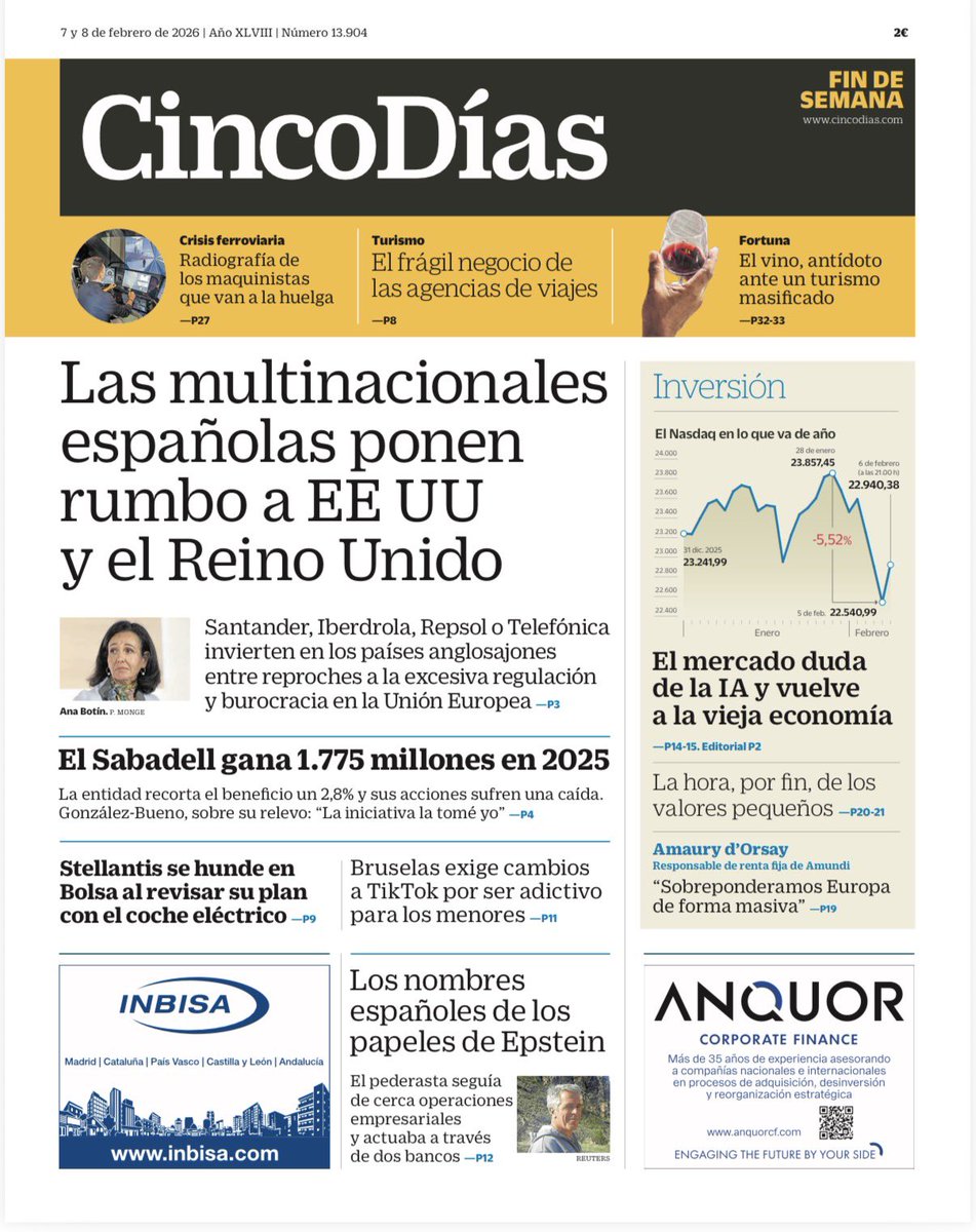 #multinacionales #Sabadell #Stellantis #Bolsa #TikTok #Epstein #IA #Amundi #crisisferroviaria