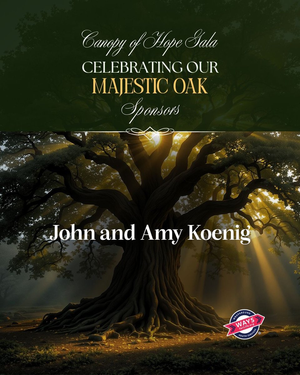 waysforlife's tweet photo. Our Majestic Oak Sponsors are the backbone of the Canopy of Hope Gala. Thank you for strengthening the work we do every day.

Gala is sold out. Support WAYS through our 5K and every day at https://t.co/k9FEjsgBFo. https://t.co/o7A0mZR1PO