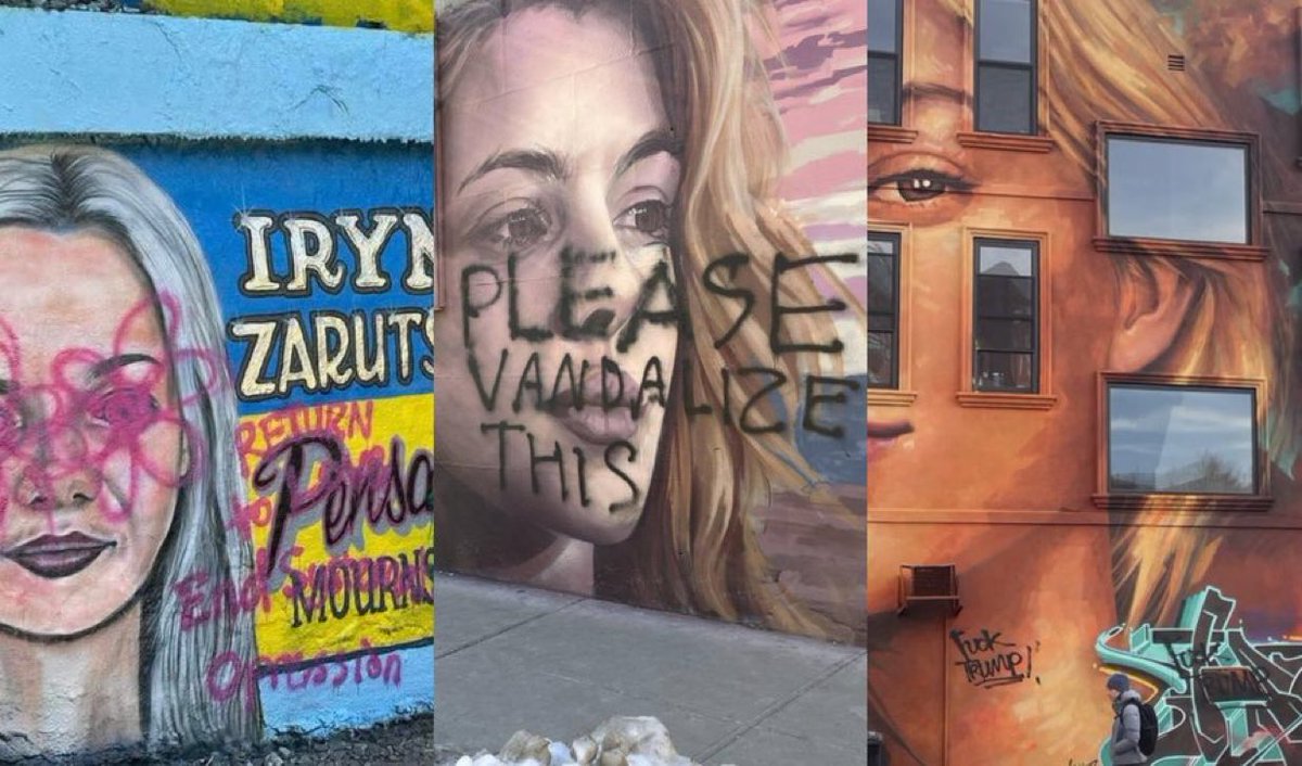 The beautiful murals made for Iryna Zarutska in New York and Florida were all seen vandalized.

I just want to know, what kind of vile, sick and disgusting person vandalizes a mural honoring an innocent young woman whose life was brutally cut short by a violent career criminal?
