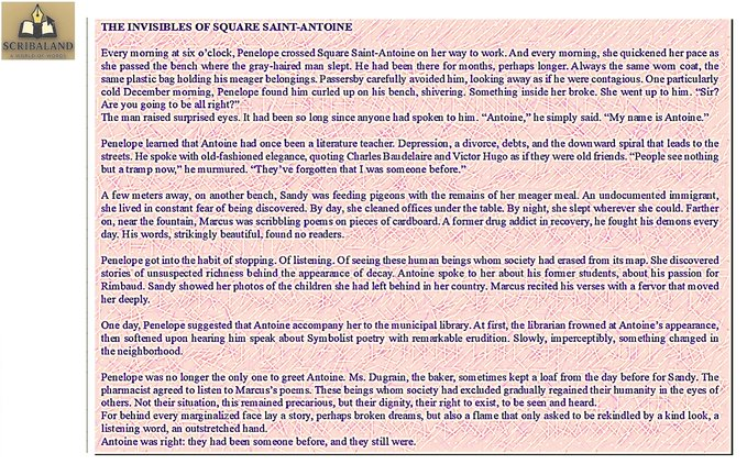 scribaland1's tweet image. #scribaland THE INVISIBLES OF SQUARE SAINT-ANTOINE
About those whom #society rejects
Behind every #marginalized face lies a #story,perhaps shattered #dreams,but also a #flame that only waits for a #kind look,a #listening word,an outstretched #hand!#scribaland1 #invisibles #square
